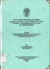 Image of DAYA BUNUH EKSTRAK BIJI MIMBA (Azadiracta indica A. Juss) TERHADAP LARVA NYAMUK Anopheles aconitus Donitz DI LABOLATORIUM