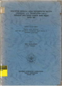 Image of Karya Tulis Ilmiah: Efektifitas Berbagai Jarak Penyemprotan Baygon (Propoxur 1,0 %, Transflutrin 0,04 %) terhadap Daya Bunuh Nyamuk Aedes aegypti Tahun 1997